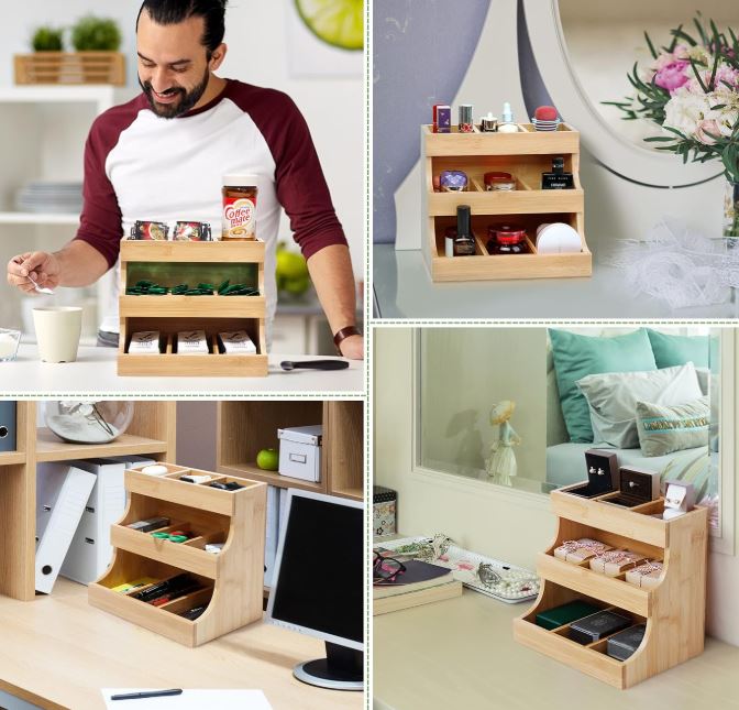 ChirolServ 3-Tier Bamboo Tea Organiser