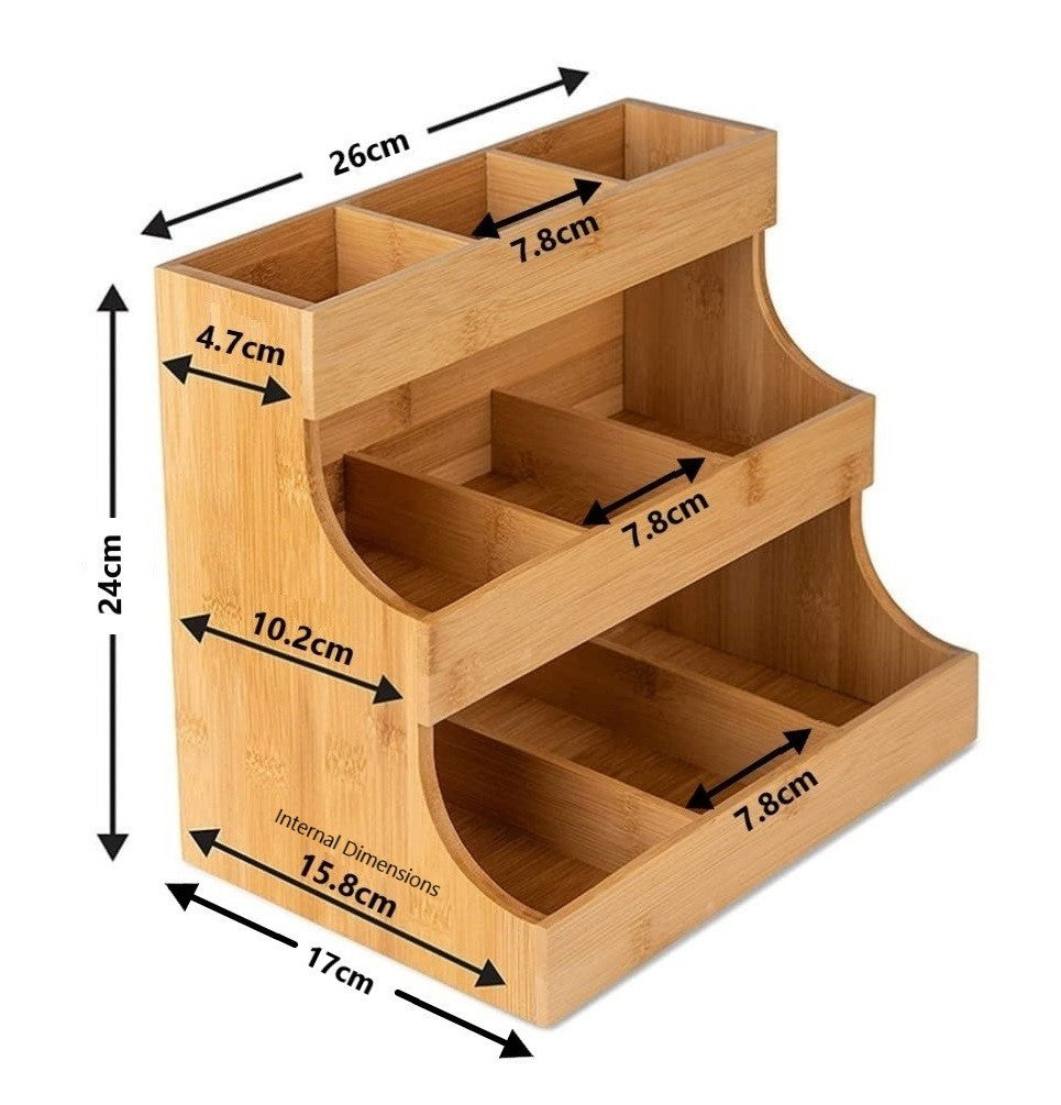 ChirolServ 3-Tier Bamboo Tea Organiser