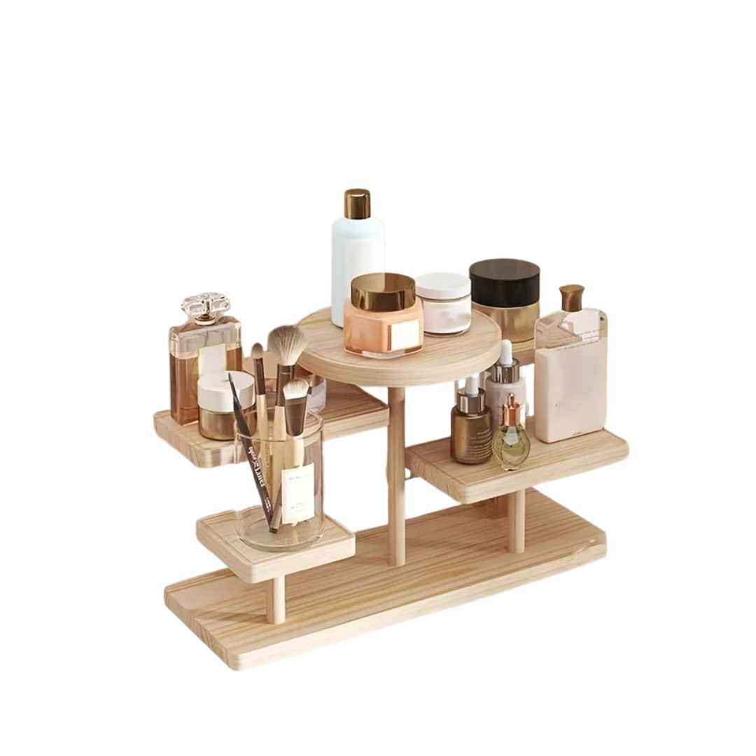 ChirolServ Tiered Wooden Vanity Storage Organiser