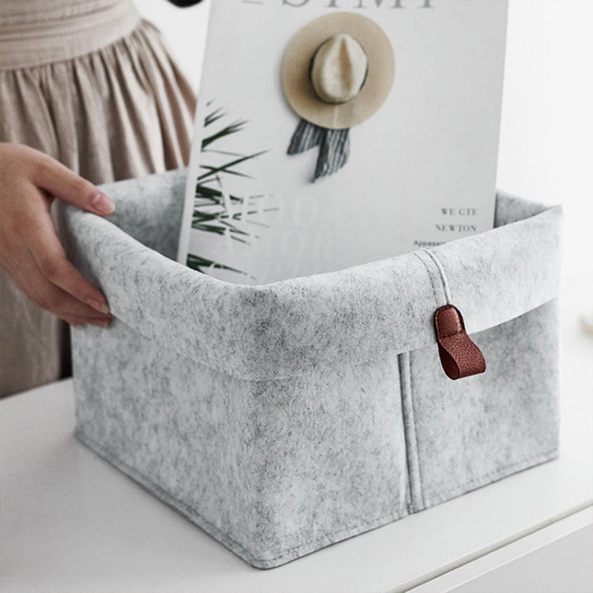 ChirolServ Felt Storage Basket – Foldable Edge & Practical Organisation