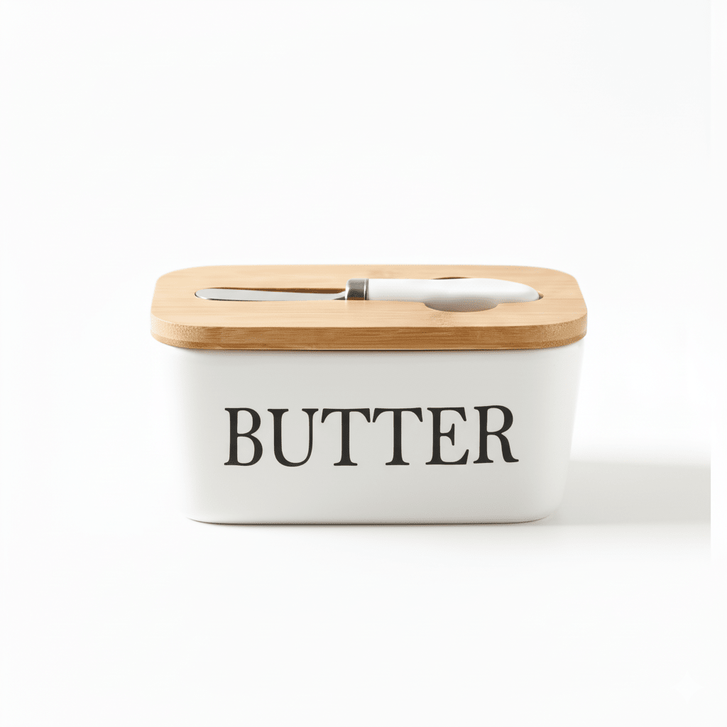 ChirolServ Ceramic Butter Dish with Bamboo Lid & Knife