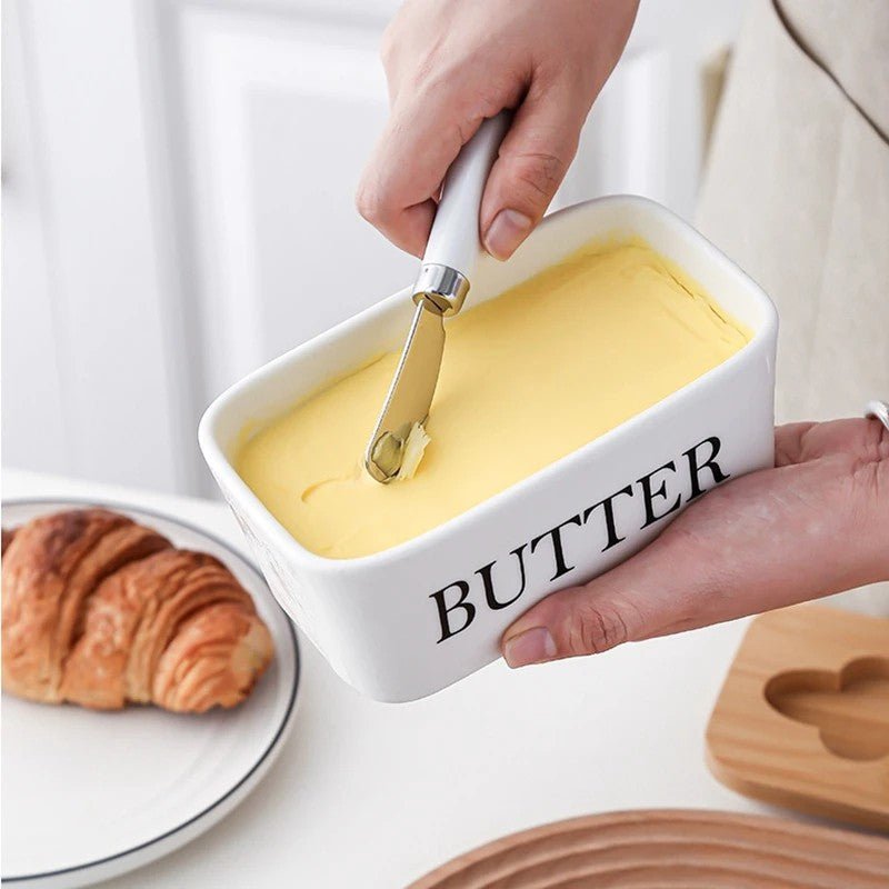 ChirolServ Ceramic Butter Dish with Bamboo Lid & Knife