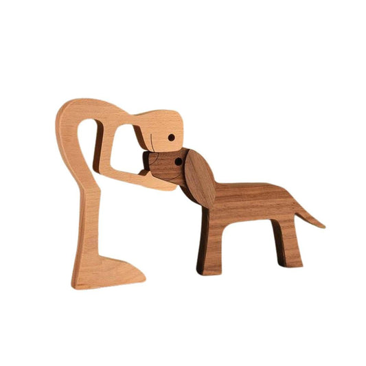 ChirolServ Handmade Wooden Dog Love Sculpture