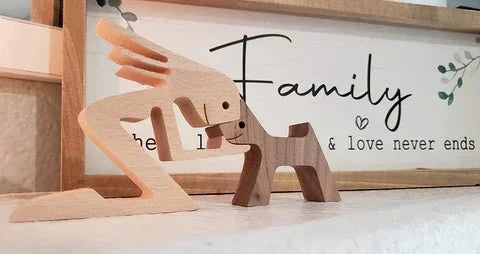 ChirolServ Handmade Wooden Dog Love Sculpture